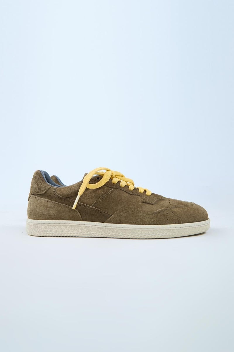 Krahe Zeus Men's Genuine Leather Hand-Painted Khaki Sneakers with Laces and Two Spare Laces - Image 2