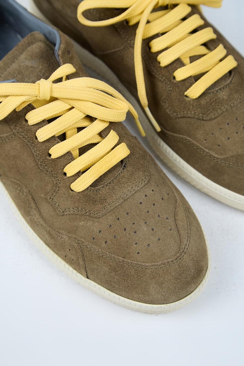 Krahe Zeus Men's Genuine Leather Hand-Painted Khaki Sneakers with Laces and Two Spare Laces - Image 4