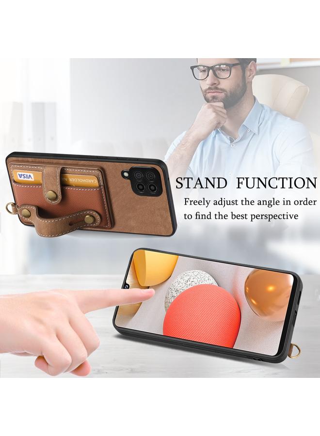 إيروريكس جراب لهاتف Samsung Galaxy A42 5G مع سوار معصم بتصميم متقاطع كلاسيكي ومحفظة جلدية وغطاء خلفي للهاتف - Image 5