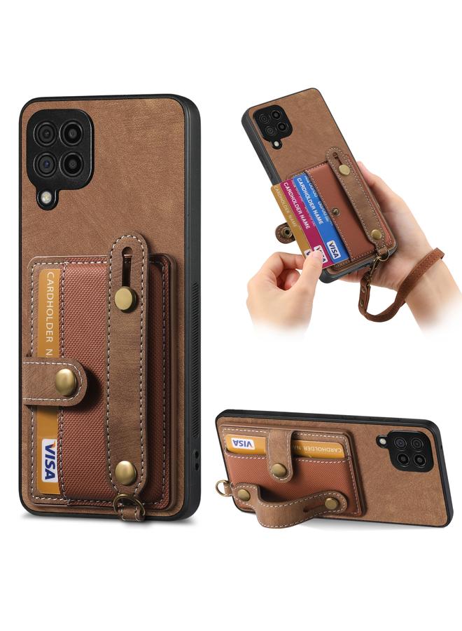 إيروريكس جراب لهاتف Samsung Galaxy A42 5G مع سوار معصم بتصميم متقاطع كلاسيكي ومحفظة جلدية وغطاء خلفي للهاتف - Image 1