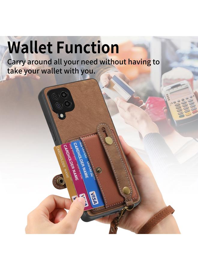 إيروريكس جراب لهاتف Samsung Galaxy A42 5G مع سوار معصم بتصميم متقاطع كلاسيكي ومحفظة جلدية وغطاء خلفي للهاتف - Image 4