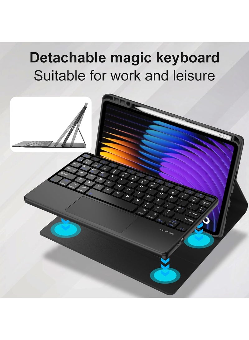 Keyboard case for Xiaomi Mi Pad 7 / Pad 7 Pro Ultra-thin PU leather Cover Detachable Bluetooth Keyboard with Arabic and English letter Touchpad and Pen Holder for Xiaomi Pad 7 / Pad 7 Pro - Image 5