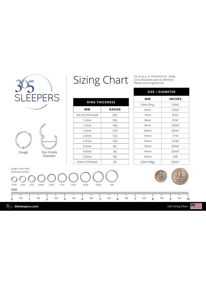 365 Sleepers 365 SLEEPERS Sterling Silver Faceted Hinged Hoop Sleeper Earrings - Hand Made In Australia - Nickel Free Hypoallergenic - 8mm - 10mm - 12mm - 14mm - Image 4