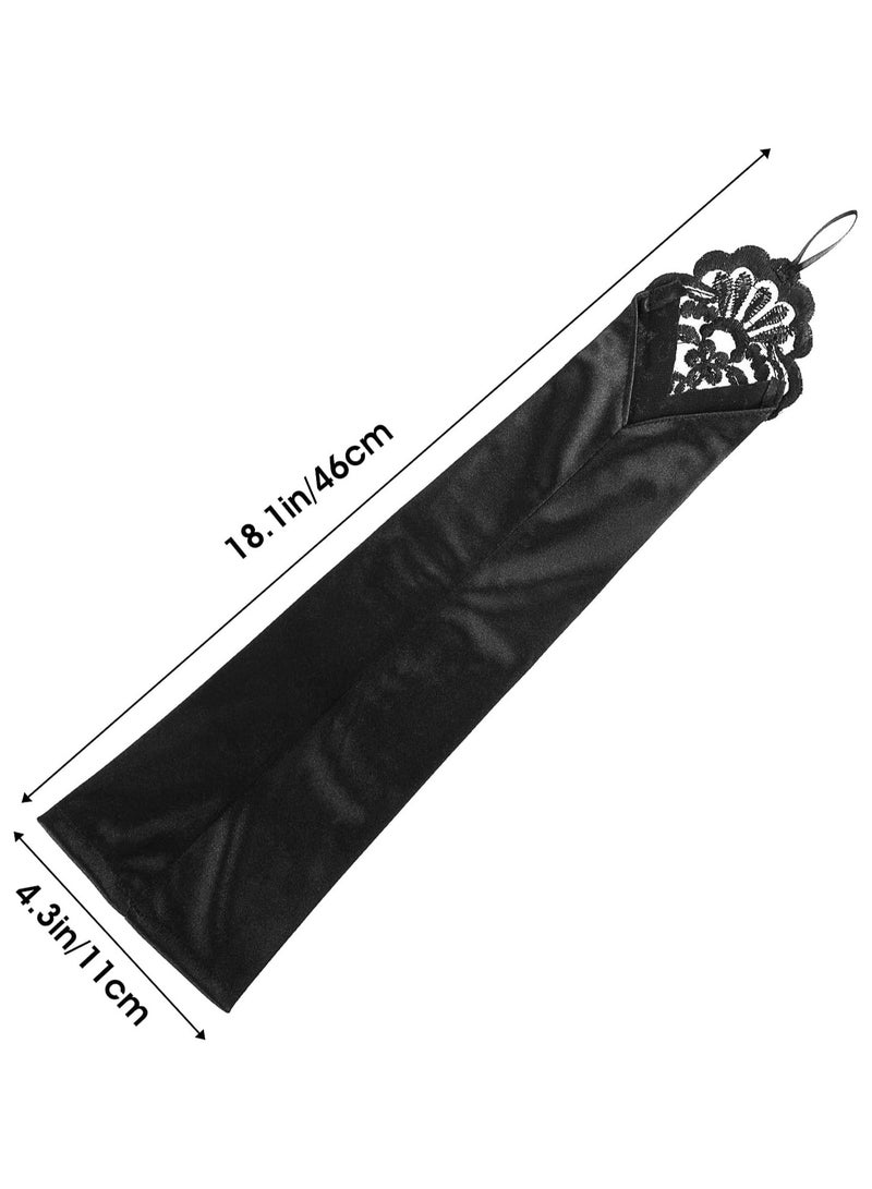 أوزيغالور قفازات نسائية سوداء من الساتان بدون أصابع بدون كوع للحفلات والأعراس - Image 2