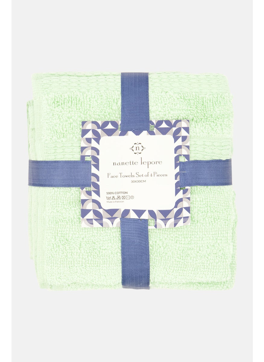 Nanette lepore 4 Pieces Face Towels 30 x 30 cm, Mint Green  - Image 1