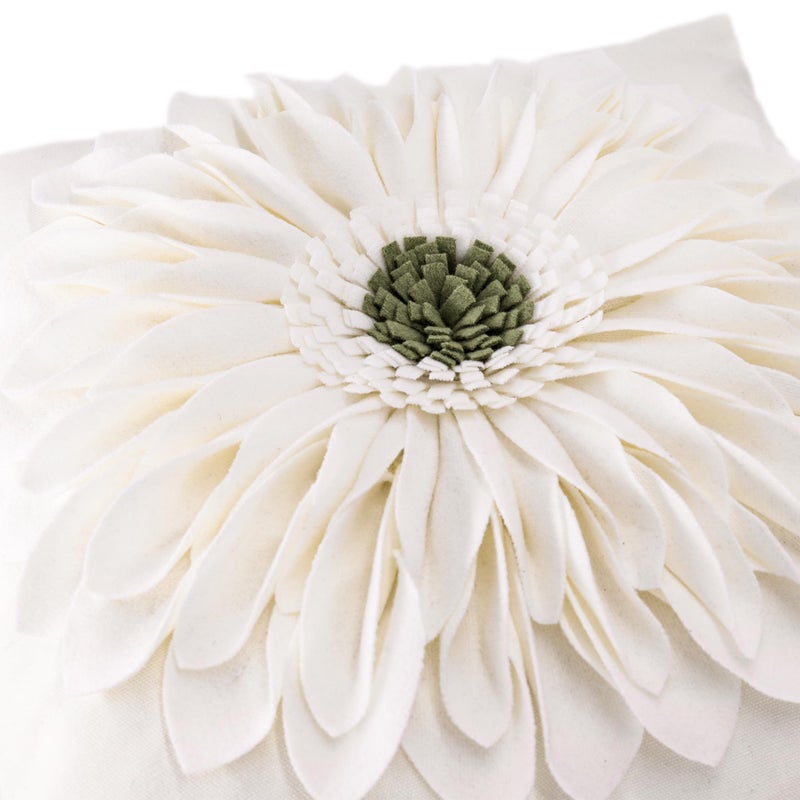 OiseauVoler 3D Sunflower Handmade Throw Pillow Covers Decorative Floral Pillowcases Cushion Covers for Couch Living Room Home Decor Creamy White 18x18 Inches - Image 3