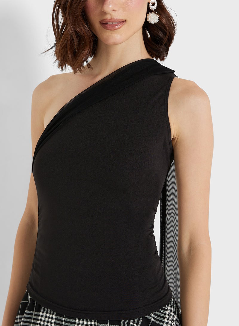 Ginger Scarf Detail One Shoulder Top  - Image 3