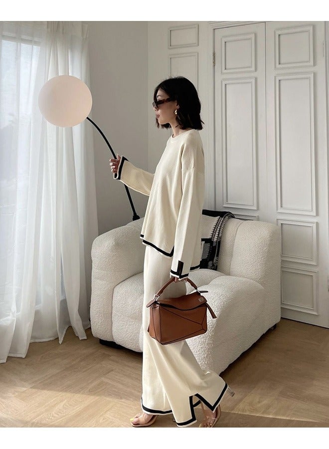 Tanming Women's 2 Piece Outfits Long Sleeve Knit Sweater Top Wide Leg Pants Lounge Sets Tracksuits  - Image 3