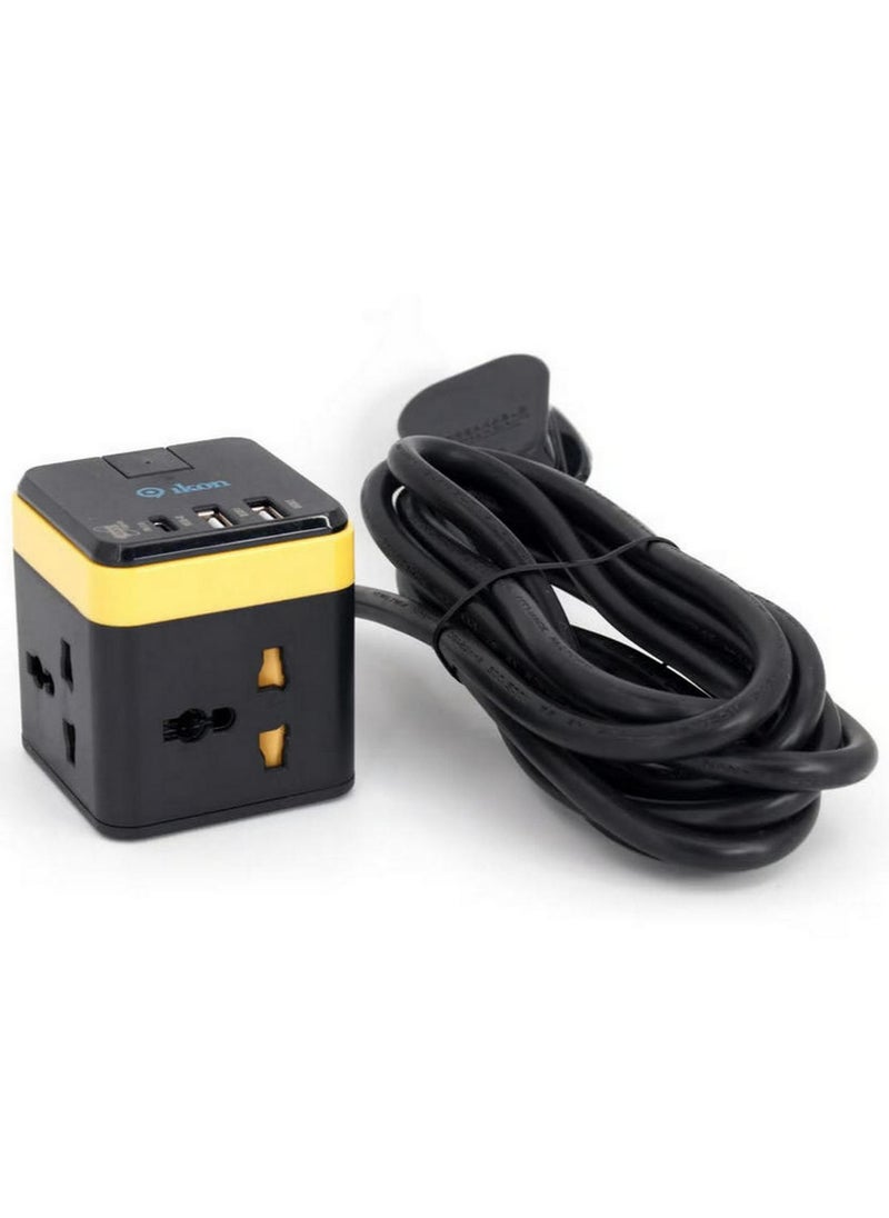 ikon 3 Way Universal Socket With 2 Usb A And 1 Usb C Ports 3 Mtr  - Image 2