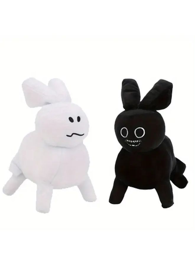 Black White Rabbit Plush Toy Soft Stuffed Animal Gift for Gamers Birthday Easter Durable - Image 2
