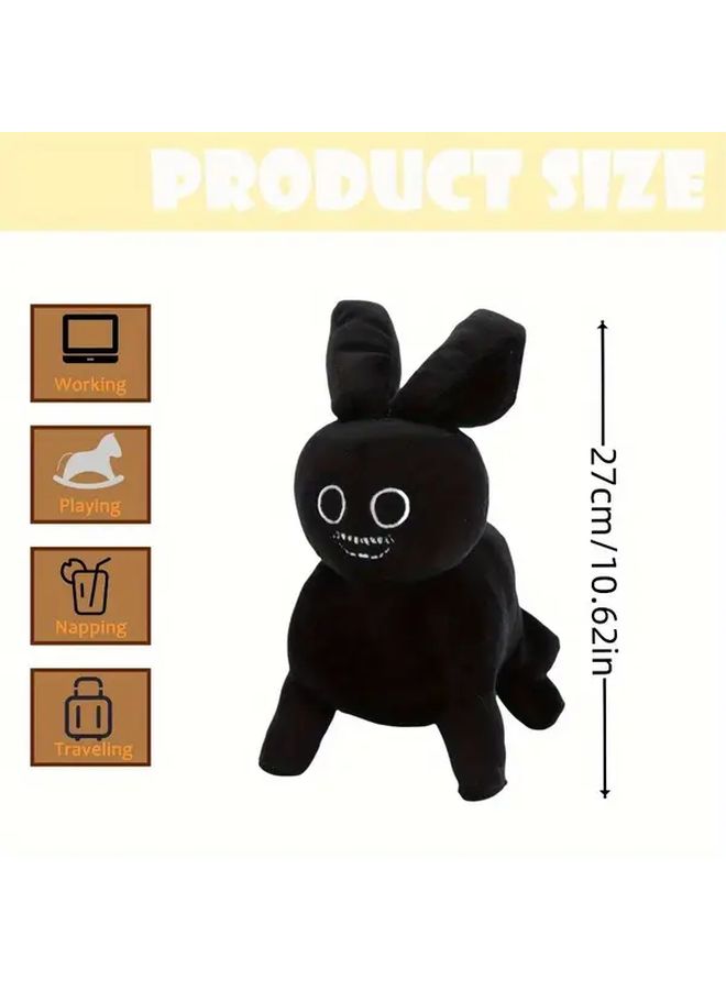 Black White Rabbit Plush Toy Soft Stuffed Animal Gift for Gamers Birthday Easter Durable - Image 3