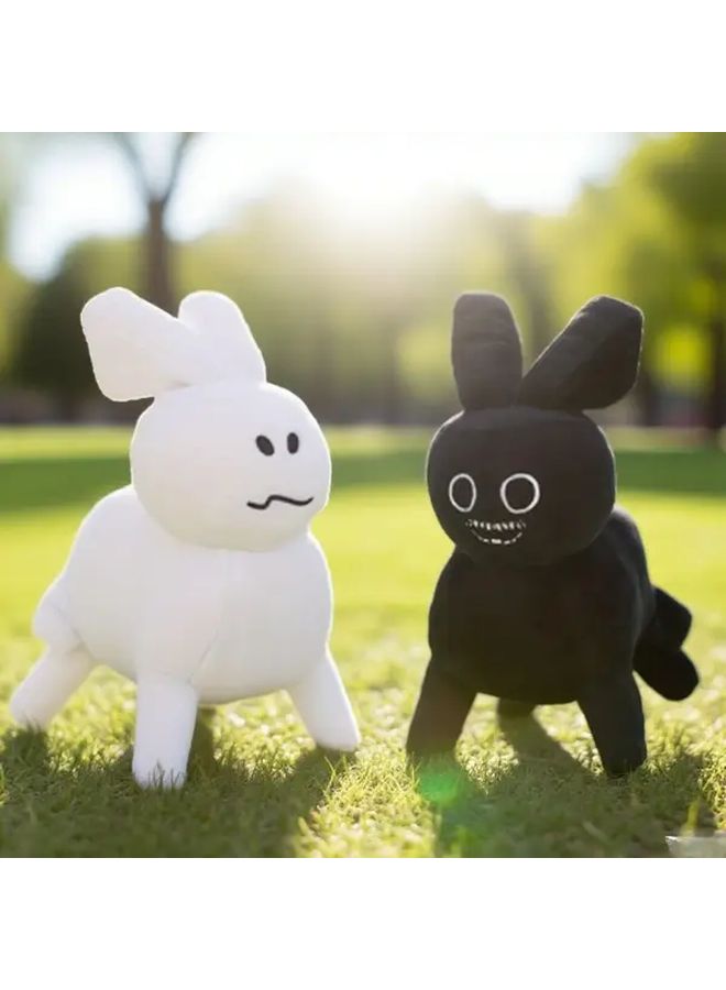Black White Rabbit Plush Toy Soft Stuffed Animal Gift for Gamers Birthday Easter Durable - Image 1