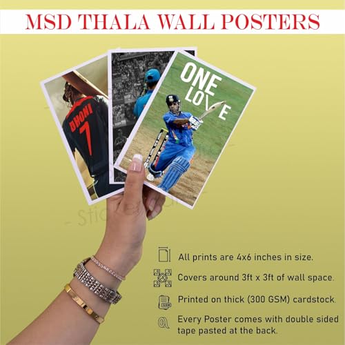 Sticker Yard - 27 Pcs Wall Collage MSD Dhoni Thala Posters, Trendy MSD Posters Set, Poster Double Sided Tape Included, 300Gsm Posters 4X6''Inch Size - Image 3