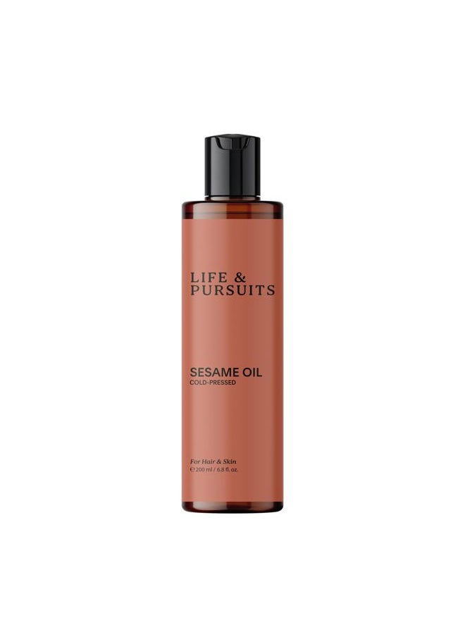 Life & Pursuits - 100% Cold-Pressed Unrefined Sesame Oil - Nourishing Oil for Hair and Skin, Promotes Radiance, Moisture, and Healthy Growth for Men & Women (6.76 Fl Oz) - Image 1