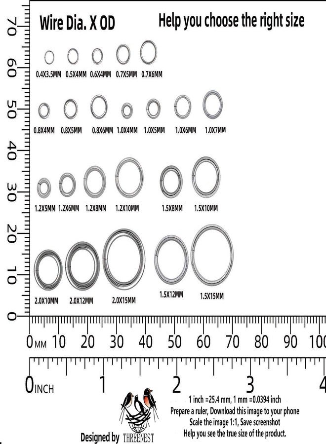 THREENEST 500 PCS Stainless Steel Jump Rings, Closed Style, Metal Round Craft Jewelry Ring Finding (16 Gauge Wire 1.2 x 10mm OD) - Image 3