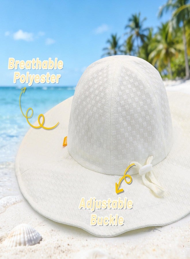YATANAM Sun Hat Toddler UPF 50+ Summer Bucket Hat Baby Wide Brim Beach Hats Girls Adjustable UV Protection Hats (US, Age, 6 Months, 12 Months, A-White) - Image 2