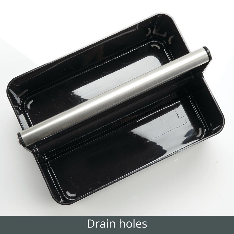 mDesign Plastic Shower Caddy Storage Organizer Utility Tote, Divided Basket Bin - Metal Handle for Bathroom, Dorm, Kitchen, Holds Soap, Shampoo, Conditioner - Aura Collection - Black/Brushed Chrome - Image 3