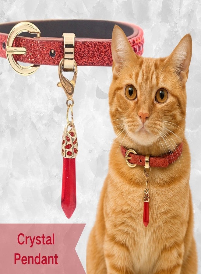 PEARLY JUN Rhinestone Dog Collars for Small Dogs Cat, S Red Bling Diamond Cat Collar Cute Luxury Crystal Pet Puppy - Image 4