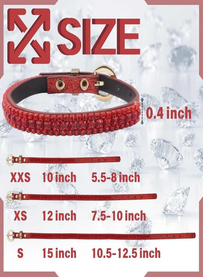 PEARLY JUN Rhinestone Dog Collars for Small Dogs Cat, S Red Bling Diamond Cat Collar Cute Luxury Crystal Pet Puppy - Image 5