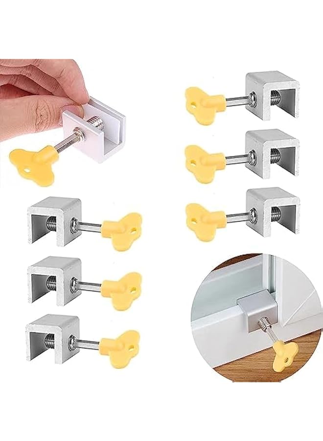 The Bros Sliding Window Locks with Key, 8 Sets Aluminum Sliding Door Lock for Vertical and Horizontal Slide Door, Easv to Install Window Security Bars, Adjustable Security Locks for Patio Bedroom - Image 1
