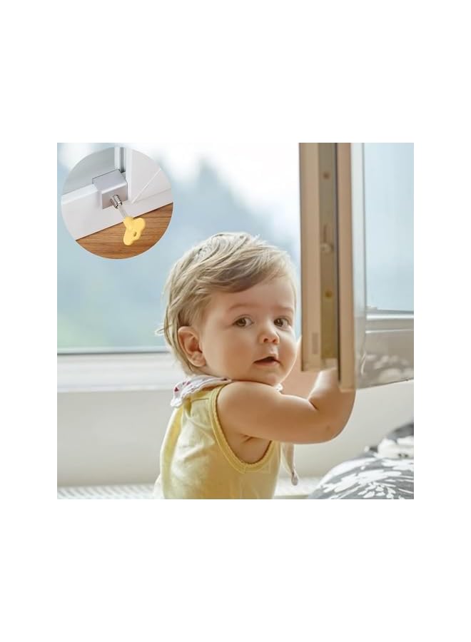 The Bros Sliding Window Locks with Key, 8 Sets Aluminum Sliding Door Lock for Vertical and Horizontal Slide Door, Easv to Install Window Security Bars, Adjustable Security Locks for Patio Bedroom - Image 2