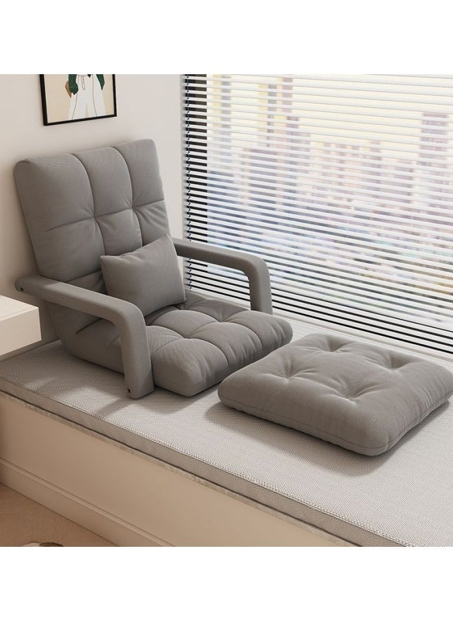 GGEROU - Folding Floor Chair,Lazy Sofa,Folding single-back sofa cushion,Multi Angle Adjustment Padded Sleeper Bed,Removable Washable Sofa with Pillow and Cushions(Light Grey,64* 55* 56cm) - Image 1