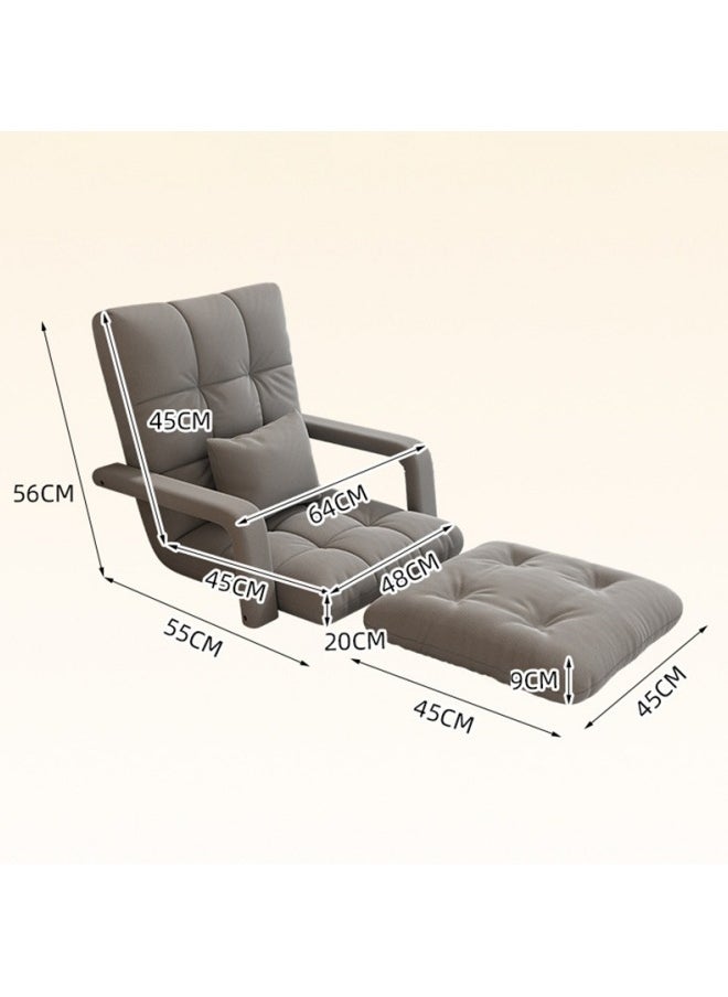 GGEROU - Folding Floor Chair,Lazy Sofa,Folding single-back sofa cushion,Multi Angle Adjustment Padded Sleeper Bed,Removable Washable Sofa with Pillow and Cushions(Light Grey,64* 55* 56cm) - Image 1