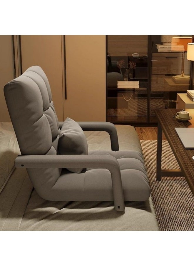 GGEROU - Folding Floor Chair,Lazy Sofa,Folding single-back sofa cushion,Multi Angle Adjustment Padded Sleeper Bed,Removable Washable Sofa with Pillow and Cushions(Light Grey,64* 55* 56cm) - Image 1