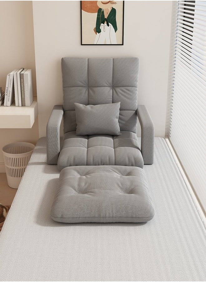 GGEROU - Folding Floor Chair,Lazy Sofa,Folding single-back sofa cushion,Multi Angle Adjustment Padded Sleeper Bed,Removable Washable Sofa with Pillow and Cushions(Light Grey,64* 55* 56cm) - Image 1