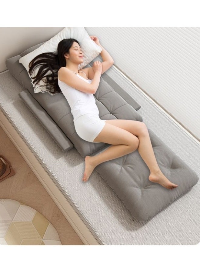 GGEROU - Folding Floor Chair,Lazy Sofa,Folding single-back sofa cushion,Multi Angle Adjustment Padded Sleeper Bed,Removable Washable Sofa with Pillow and Cushions(Light Grey,64* 55* 56cm) - Image 1