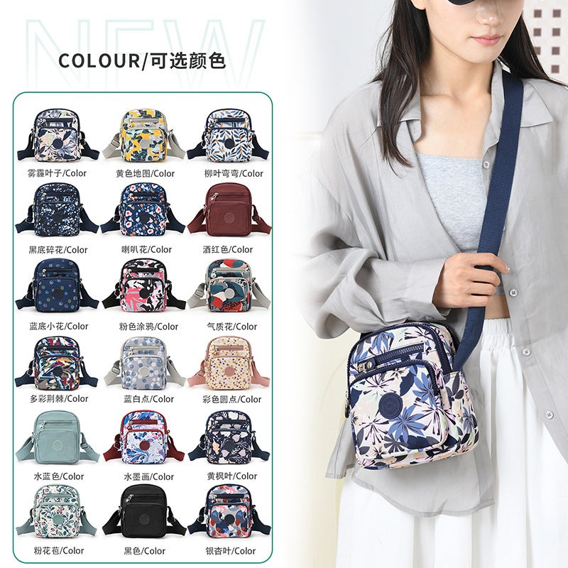 2024 Small Bag New Mobile Phone Bag Vertical Waterproof Nylon Cloth Shoulder Crossbody Bag Multi-Level Women'S Bag Small Change Bag - Image 5