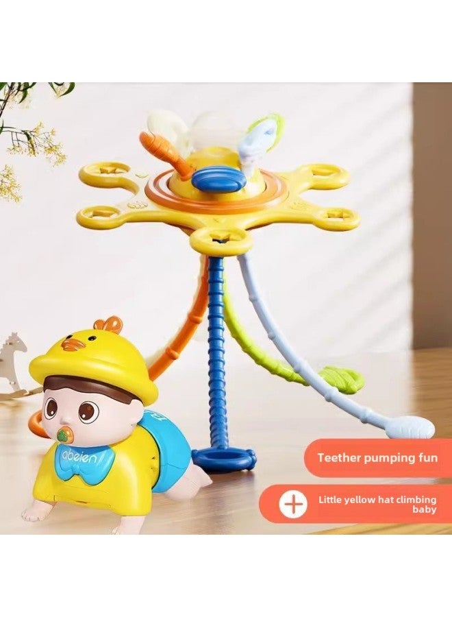 Hand-caught Ball Gnawing Teeth Infant Toy Rubber Plug Early Education DIY Finger Pumping Music Can Be Newborn Plug-Color:Pumping Fun + Climbing Baby - Image 1