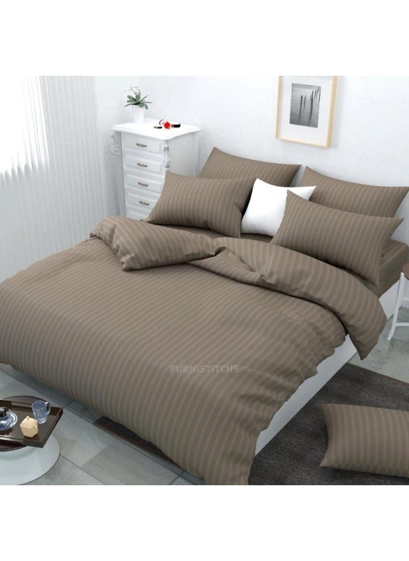 Own Way Own way Microfiber Satin Striped 400TC Double Bedsheet King Size for Double Bed Solid Colour Bed Sheets Flat Sheets Size 108x108 inch 2 Pillow Cover28x18 inch  - Image 1