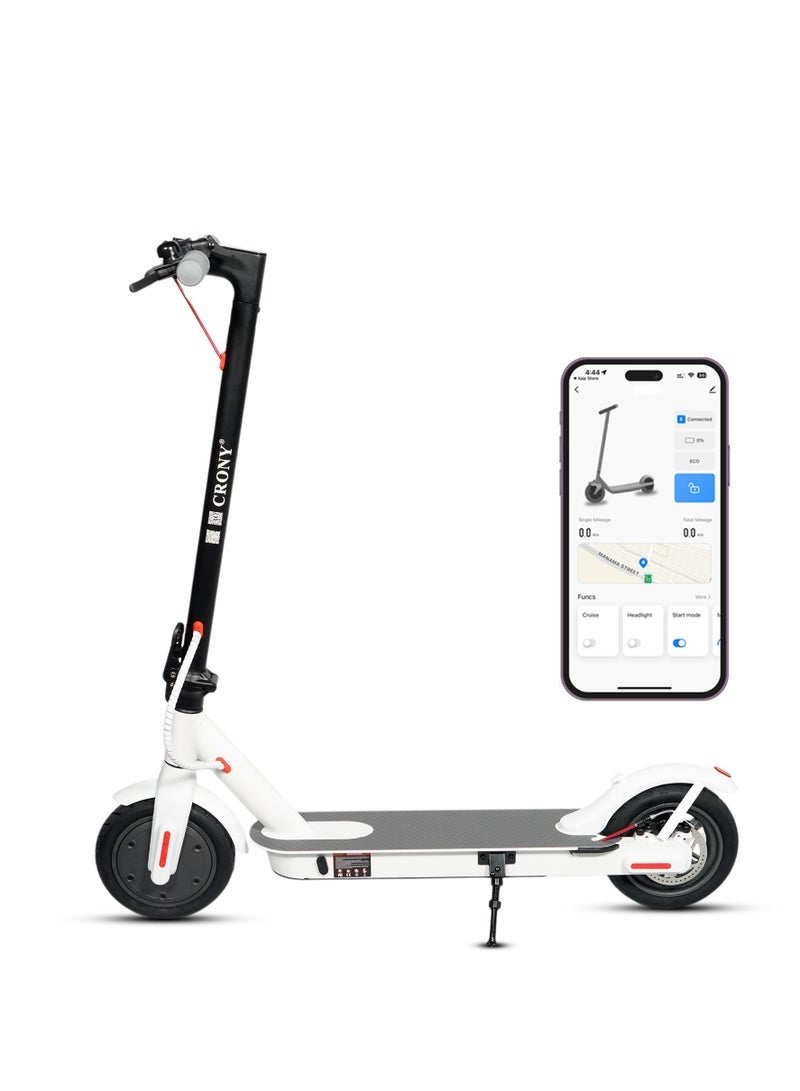 كروني سكوتر كهربائي سريع M365 للأطفال/المراهقين، سرعة 20-45 كم/ساعة، محرك 250 وات، بطارية 36 فولت 7.8 أمبير، خفيف الوزن، قابل للطي، تطبيق للتحكم، مع مصابيح أمامية LED، سكوتر كهربائي عالي السرعة، إطارات مطاطية عميقة مضادة للانزلاق، فرامل قرصية خلفية، أقصى حمولة 100 كجم، سكوتر ذكي مع اتصال بالتطبيق، هيكل من الألومنيوم المحمول للبالغين، تصميم جاهز للسفر - أبيض - Image 1
