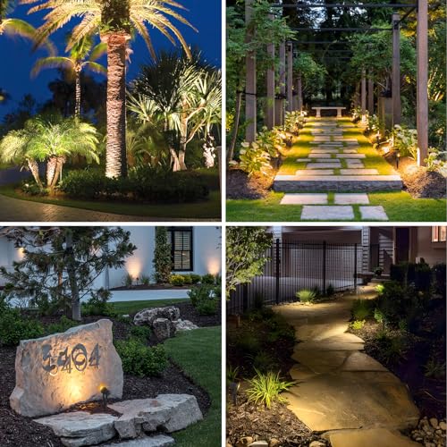 APONUO Solar Spot Lights Outdoor 4-in-1 Solar Landscape Lights Dusk to Dawn Solar Uplights IP65 Waterproof 9.8ft Cable Outdoor Spot Lights for Yard Pathway Garden Tree Decoration (Warm White) - Image 3
