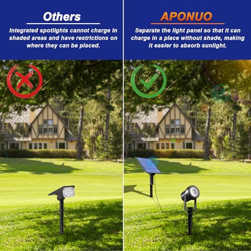 APONUO Solar Spot Lights Outdoor 4-in-1 Solar Landscape Lights Dusk to Dawn Solar Uplights IP65 Waterproof 9.8ft Cable Outdoor Spot Lights for Yard Pathway Garden Tree Decoration (Warm White) - Image 2