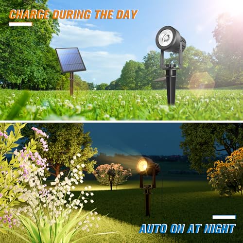 APONUO Solar Spot Lights Outdoor 4-in-1 Solar Landscape Lights Dusk to Dawn Solar Uplights IP65 Waterproof 9.8ft Cable Outdoor Spot Lights for Yard Pathway Garden Tree Decoration (Warm White) - Image 5