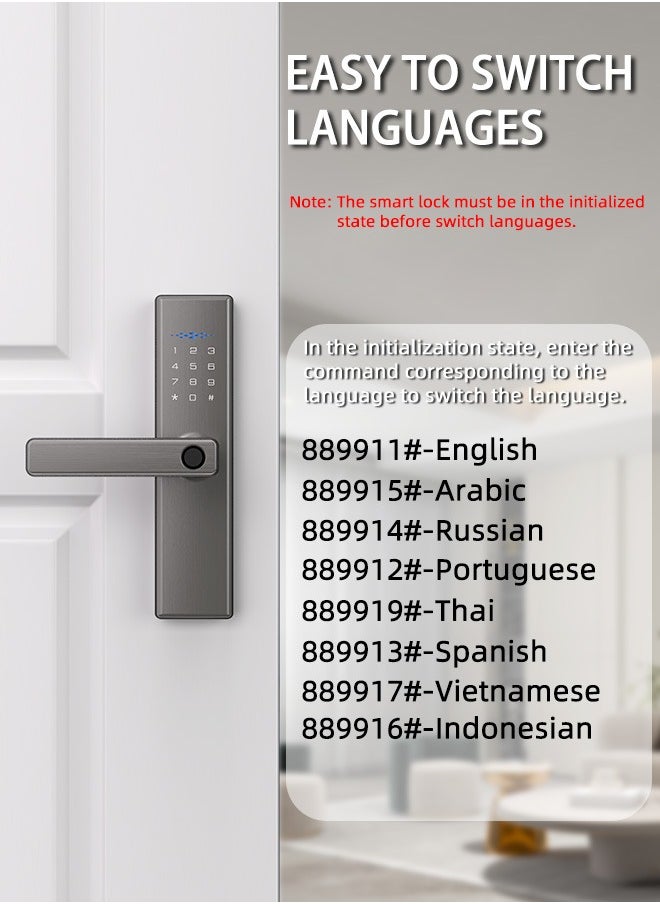 ALINK - Smart Door Lock, Smart Lock with Handle, WiFi Door Lock with Tuya APP Control, Door Locks with Keypads, Anti-Peeping Password, Auto Lock One Touch Unlock,Color Grey,4585 Mortise - Image 1