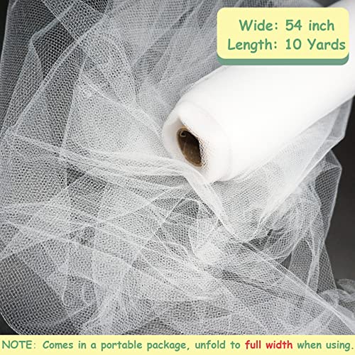 Ableme Deco White Tulle Fabric Rolls, 54 Inch by 10 Yards (30 ft) Tulle Ribbon for Wedding Party Decoration Sheer Fabric Spool Bolt, Ceiling Decor, Tutu Skirt, Christmas Gift Wrapping, Soft & Drape (White) - Image 4