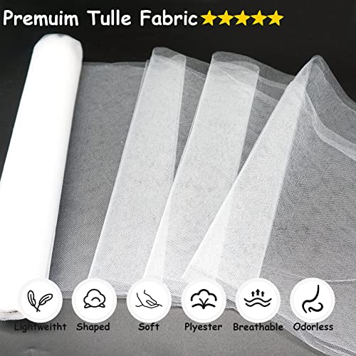 Ableme Deco White Tulle Fabric Rolls, 54 Inch by 10 Yards (30 ft) Tulle Ribbon for Wedding Party Decoration Sheer Fabric Spool Bolt, Ceiling Decor, Tutu Skirt, Christmas Gift Wrapping, Soft & Drape (White) - Image 2
