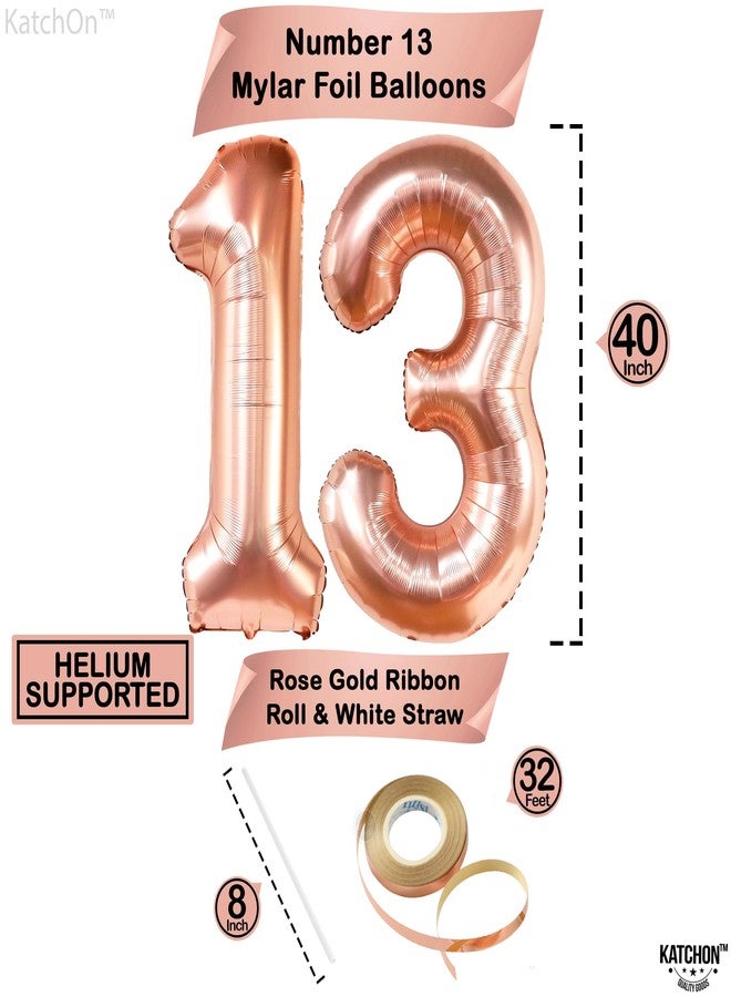 KatchOn, Rose Gold 13 Balloon Numbers - Giant, 40 Inch | 13th Birthday Decorations for Girls | 13 Rose Gold Balloons for 13 Birthday Decorations for Girls | Rose Gold Number 13 Balloons for Birthdays - Image 2