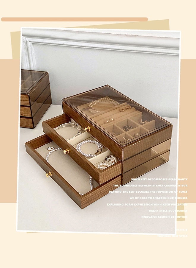 DUNISO 3 Layer Jewelry Box, Jewelry Holder Organizer with Jewelry Organizer Drawer,Jewelry Display Rack with Compartments Tray,Durable, Dustproof and Portable, for Necklaces, Rings, Earrings, Bracelets - Image 4