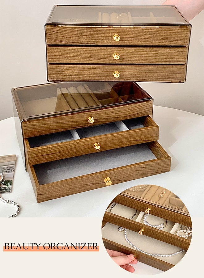 DUNISO 3 Layer Jewelry Box, Jewelry Holder Organizer with Jewelry Organizer Drawer,Jewelry Display Rack with Compartments Tray,Durable, Dustproof and Portable, for Necklaces, Rings, Earrings, Bracelets - Image 5