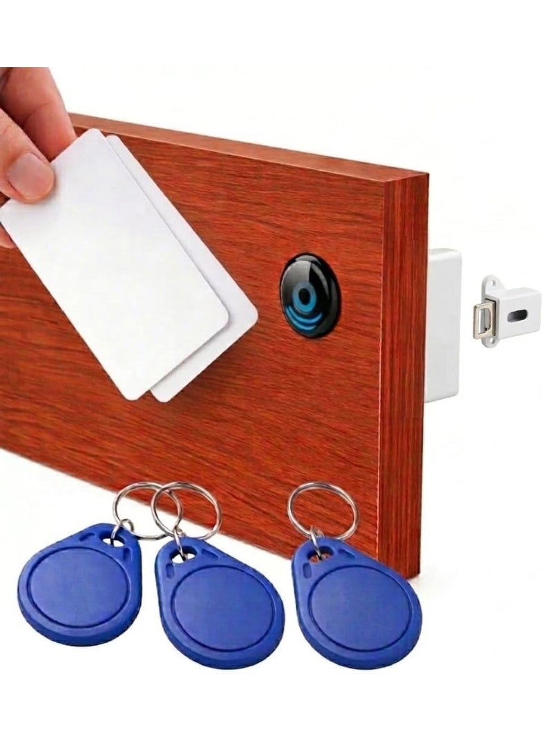 Smart Fingerprint Cabinet Lock, Hidden Electronic Drawer Lock with Fingerprint Access, Smart Cupboard Lock, Concealed Design, Includes 2 RFID Cards & Stores up to 3 Fingerprints (White) - Image 1