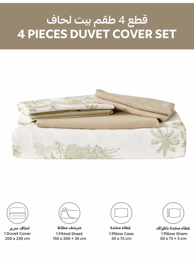 Donetella Digital Print Duvet cover Set,Queen Size 200x230 cm - 4-Pcs Bed Set, ,Emirate Collection, Microfiber - 1 Duvet Cover, 1 Fitted Sheet, 1 Pillow Shams, 1 Pillowcases (Filler Not Include)