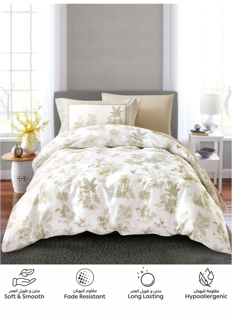 Donetella Digital Print Duvet cover Set,Queen Size 200x230 cm - 4-Pcs Bed Set, ,Emirate Collection, Microfiber - 1 Duvet Cover, 1 Fitted Sheet, 1 Pillow Shams, 1 Pillowcases (Filler Not Include)