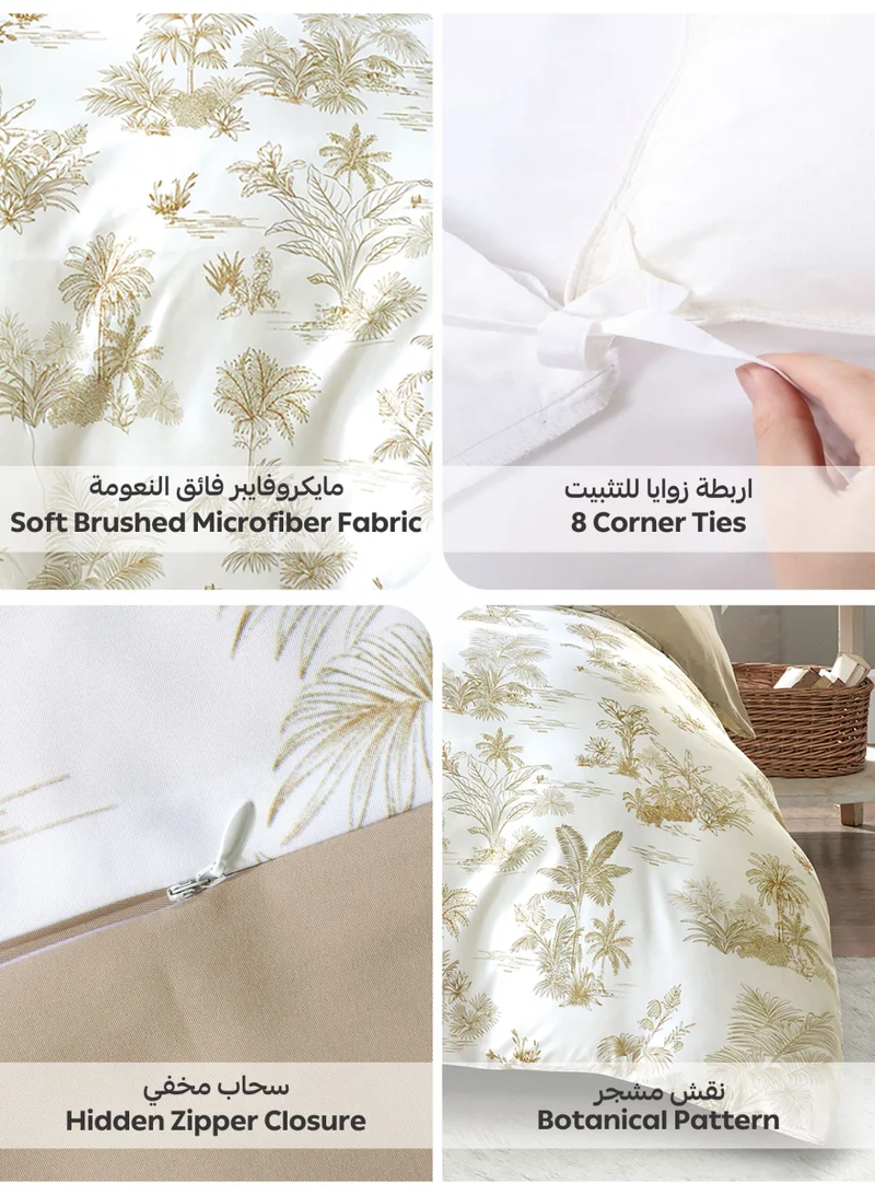 Donetella Digital Print Duvet cover Set,Queen Size 200x230 cm - 4-Pcs Bed Set, ,Emirate Collection, Microfiber - 1 Duvet Cover, 1 Fitted Sheet, 1 Pillow Shams, 1 Pillowcases (Filler Not Include)