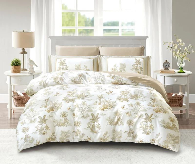 دوناتيلا طقم غطاء لحاف مشجر 4 قطع مقاس كوين يناسب سرير 150×200 سم مايكروفايبر ناعم , تصميم راقي و انيق , يناسب جميع الفصول (لا يشمل حشوة اللحاف)