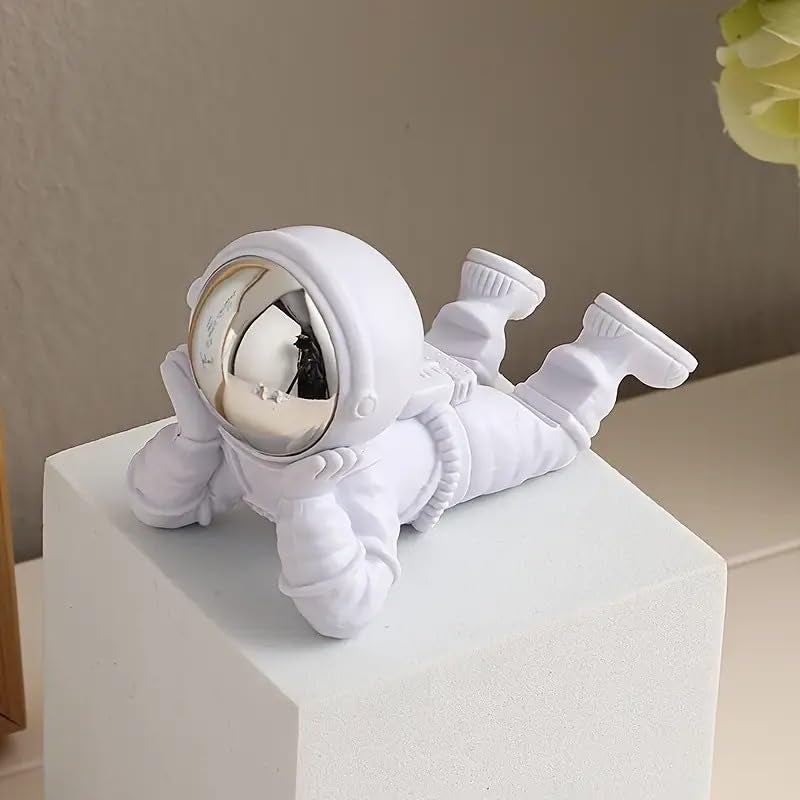 Street27® Astronaut Figurine Creative Phone Stand Holder Desk Accessories Tabletop Statue for Gift Gifting Items, Cool Cell Phone Stand for Smartphones Tablet (Silver) - Image 5