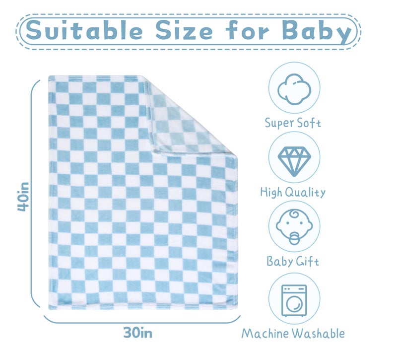 Yagle Mate 4 Pcs Baby Blankets, Fluffy Small Crib Baby Blankets for Boys, Fleece Checkered Blanket, Toddler Receiving Blankets 30Ã—40 - Image 5